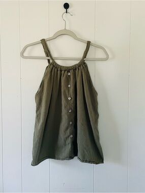 Listicle Olive Green Button-Front Tank Top